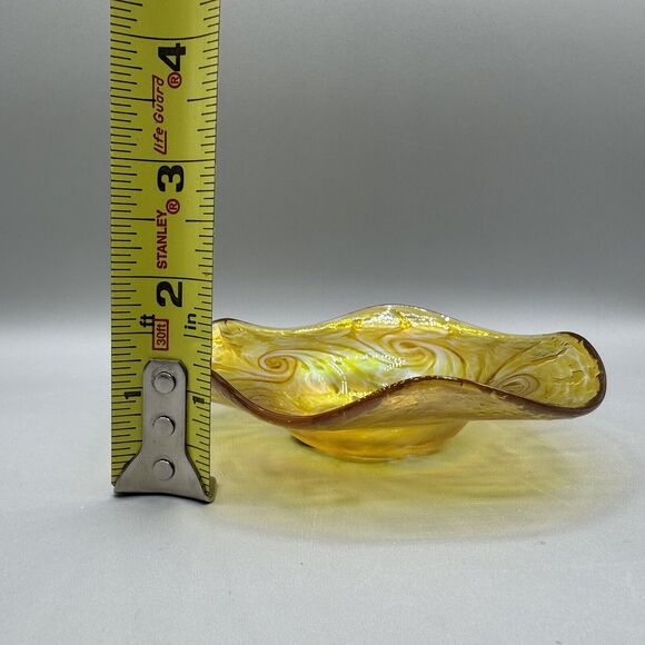 Ron Hinkle Studio Art Glass Swirl Iridescent Trinket Dish Hand Made WV - Picture 6 of 8